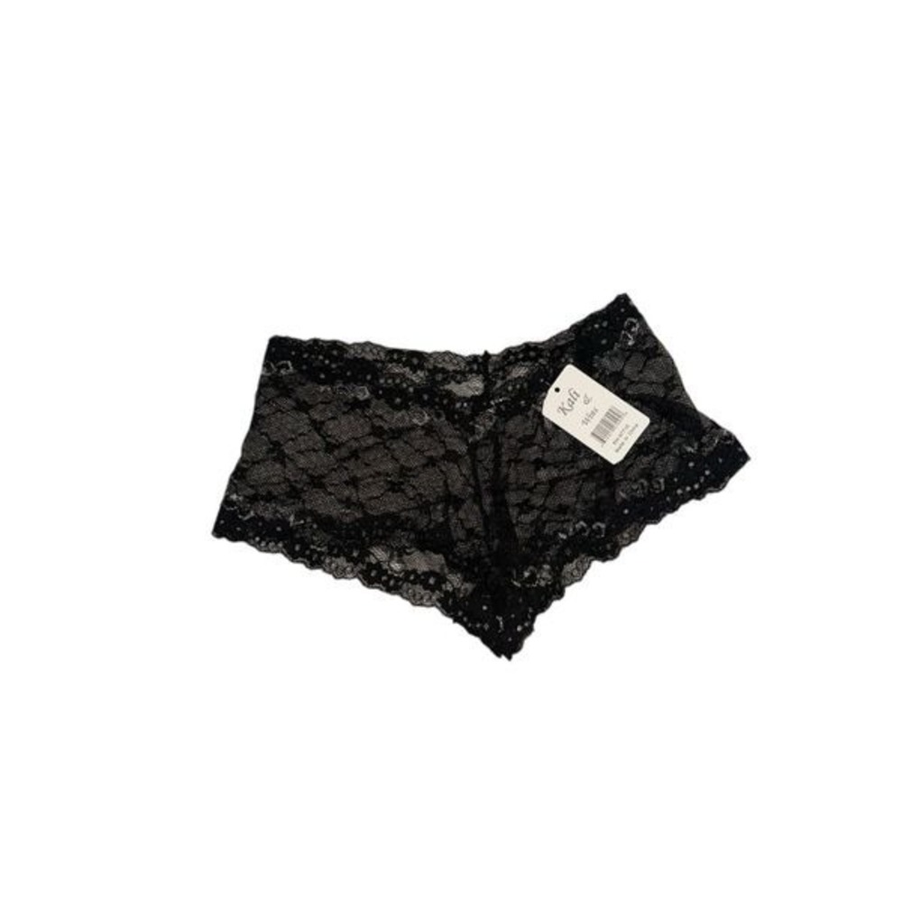 NEW WITH TAGS Stretch Lace Boy Shorts Cheeky Scalloped Trim Underwear Panties Bl